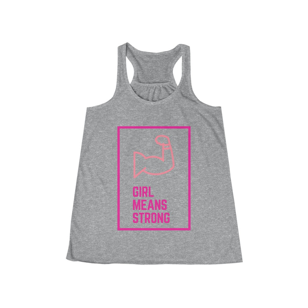 Girl Means Strong - Women's Flowy Racerback Tank