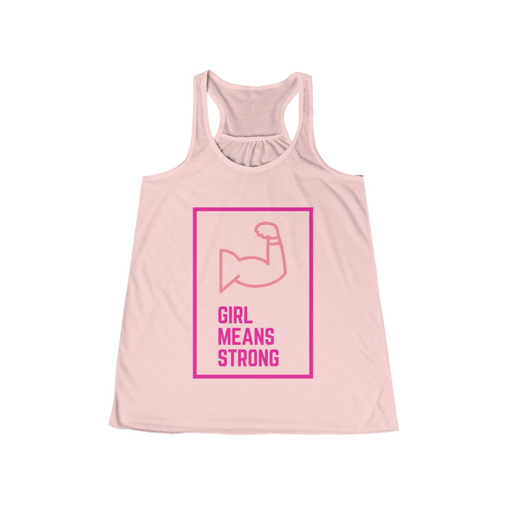 Girl Means Strong - Women's Flowy Racerback Tank