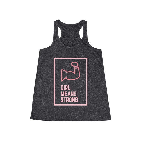 Girl Means Strong - Women's Flowy Racerback Tank