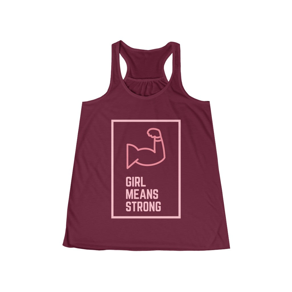 Girl Means Strong - Women's Flowy Racerback Tank