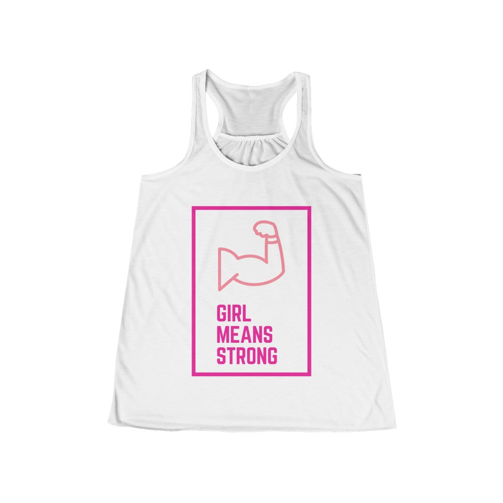 Girl Means Strong - Women's Flowy Racerback Tank