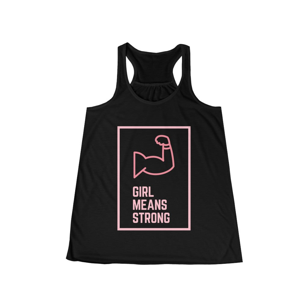 Girl Means Strong - Women's Flowy Racerback Tank