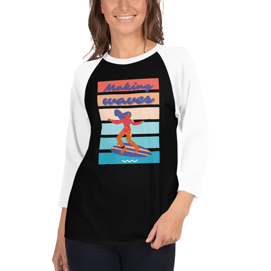 Making Waves - Women's 3/4 sleeve raglan shirt