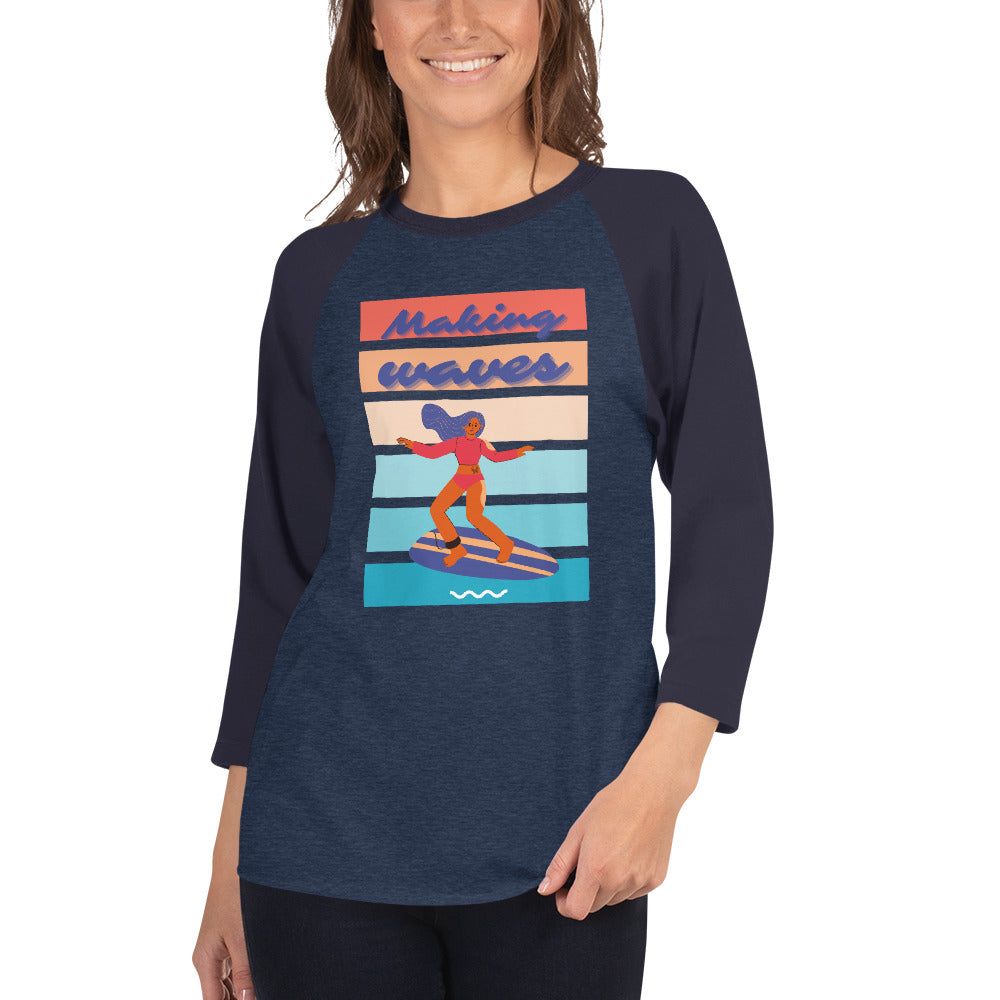 Making Waves - Women's 3/4 sleeve raglan shirt