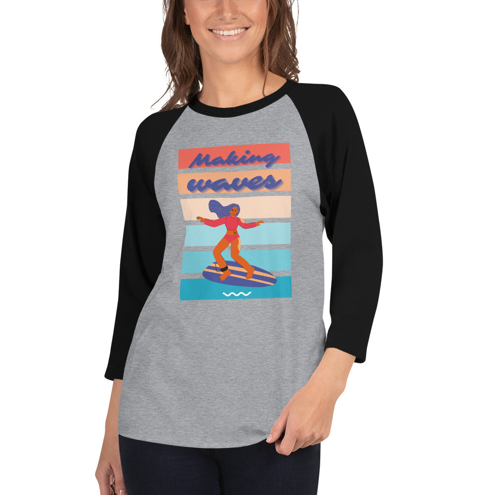 Making Waves - Women's 3/4 sleeve raglan shirt