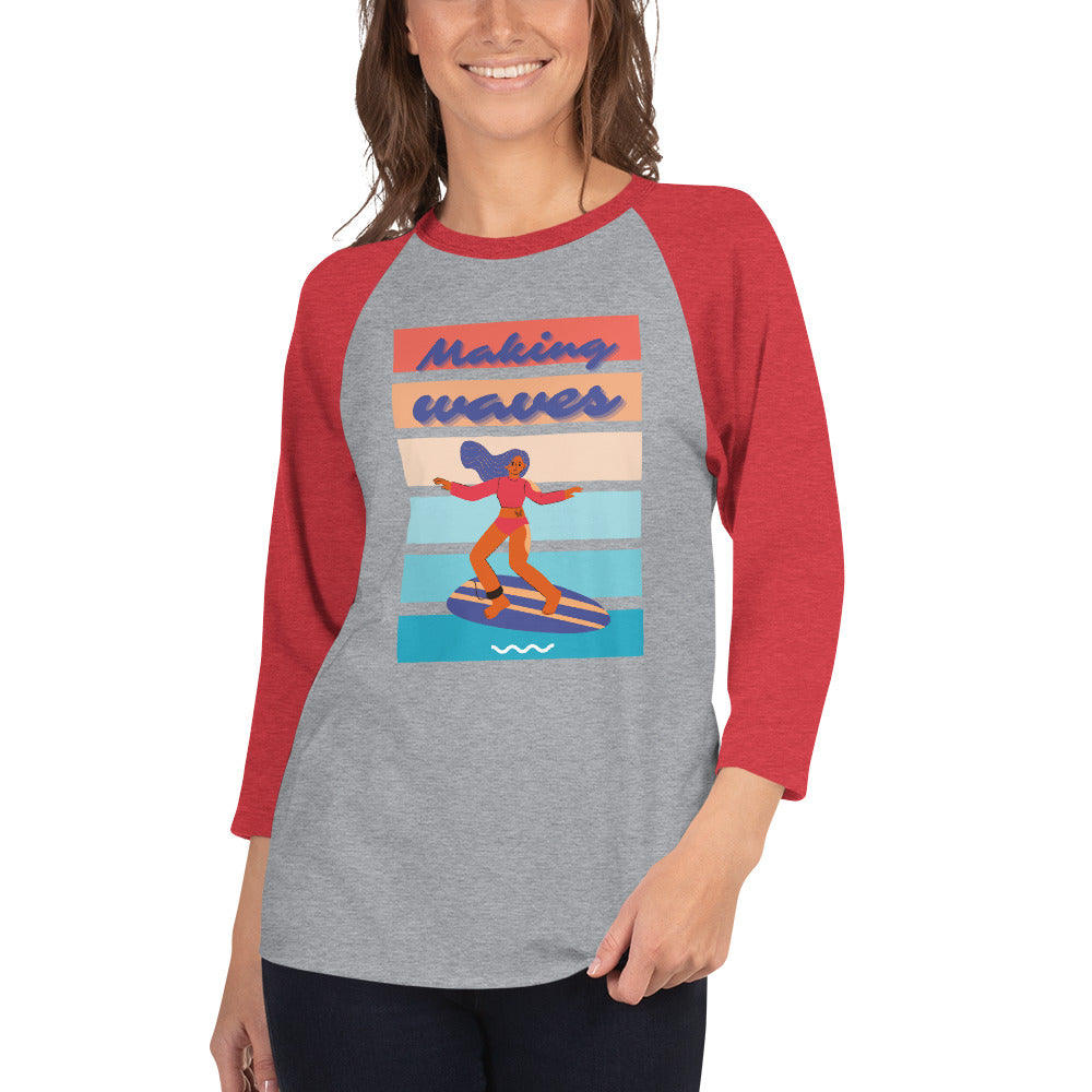 Making Waves - Women's 3/4 sleeve raglan shirt