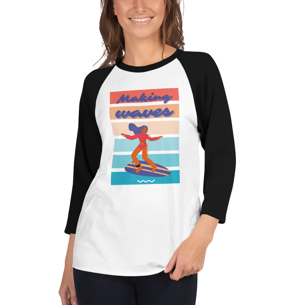 Making Waves - Women's 3/4 sleeve raglan shirt